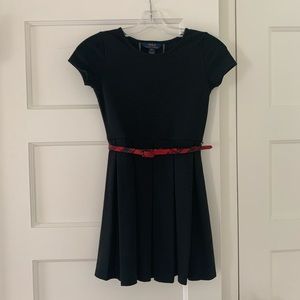 Polo Ralph Lauren black pleated dress and red belt